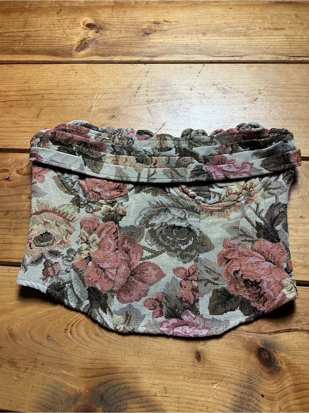Cider  Floral Tapestry Corset Crop Sleeveless Top